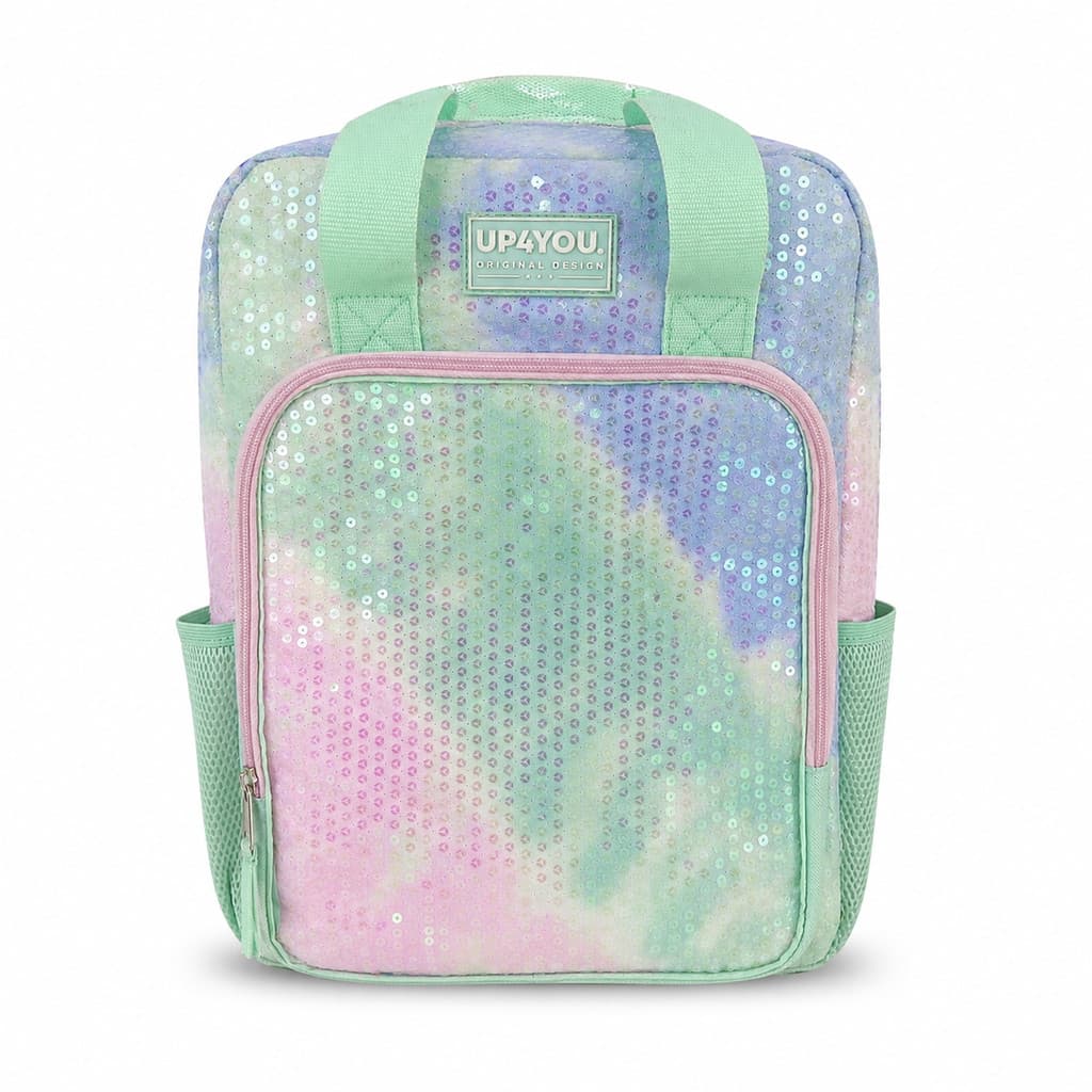Mochila Infantil Paetê Tie Dye Produto De Vitrine Com Avaria