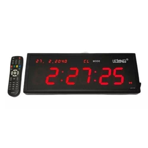 Cronômetro Digital LED 48x18cm Timer Academia Relógio Parede Contagem Regressiva Progressiva Controle Remoto Bivolt