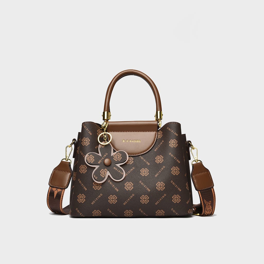 Bolsa feminina elegante estilo ocidental da marca de Hong Kong 2026 Novo estilo bolsa mensageiro de grande capacidade mé