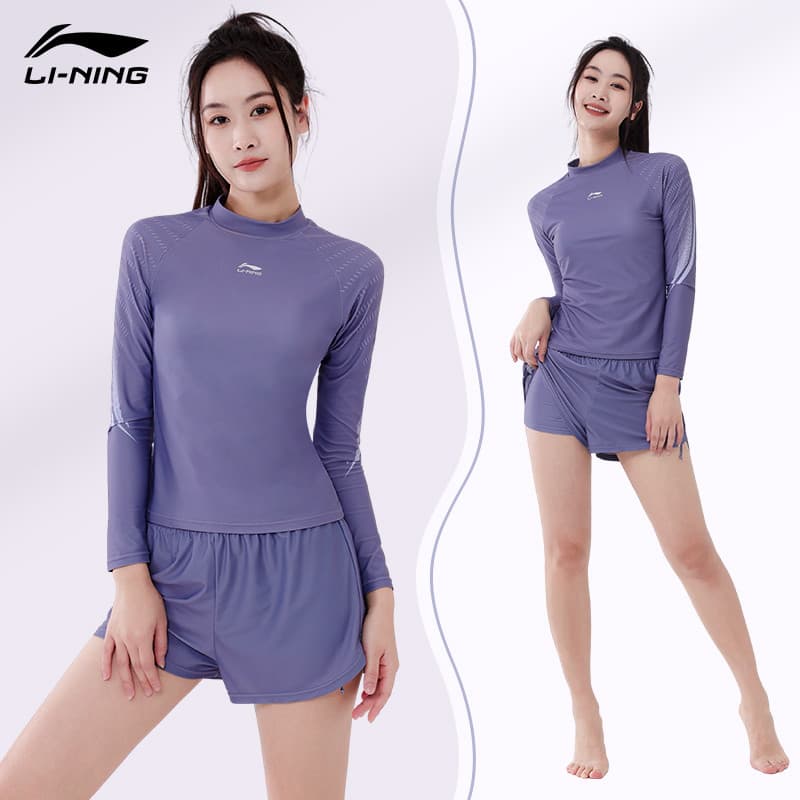 Li Ning maiô feminino 2026 novo estilo natação dedicado Split troncos de natação Anti-reflexo tamanho grande terno de su