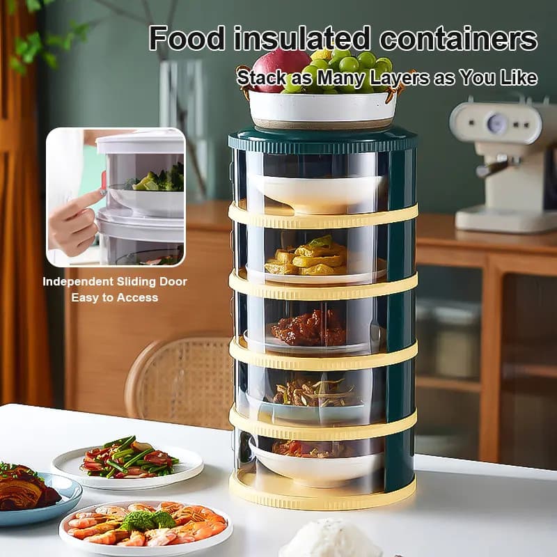 [pocketspace]Tampa para Alimentos, Transparente, Empilhável, Design Moderno, Tampa Multicamadas, para Pratos, Armazename