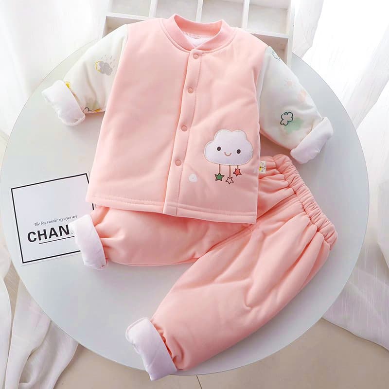Conjunto de roupas quentes para bebês, roupas acolchoadas divididas, outono inverno, roupas de algodão, junho, roupas in