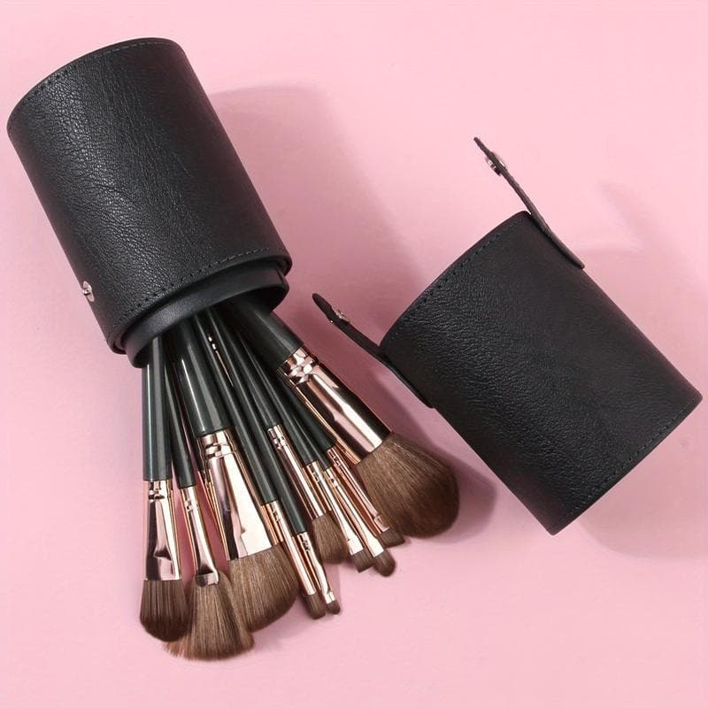 VEEJAGA conjunto de maquiagem de 14 peças, pincel verde escuro para Blush, base, sombra, pó macio, uniformemente