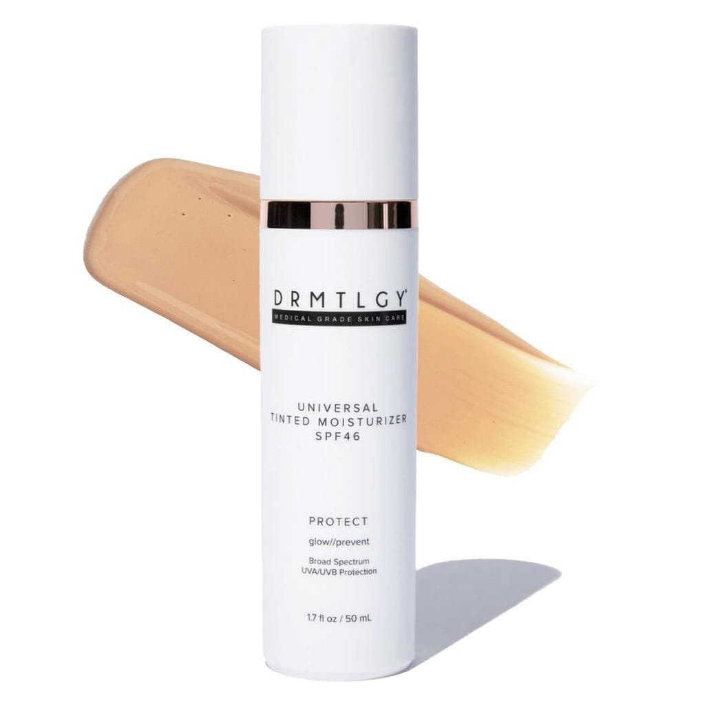 O hidratante tonalizante essencial sem maquiagem DRMTLGY SPF46 hidrata e proporciona uma tez radiante, oferecendo proteç