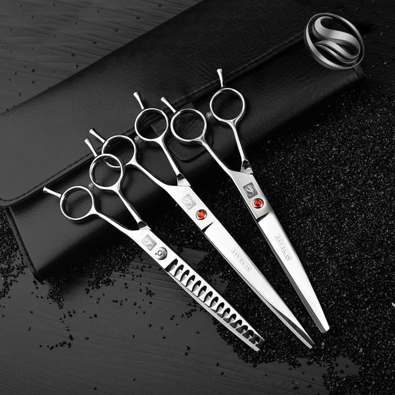 Shangyi Conjunto de tesouras para animais de estimação Teddy Trimming Dog Grooming Tool Tesoura curva Tesoura de corte d
