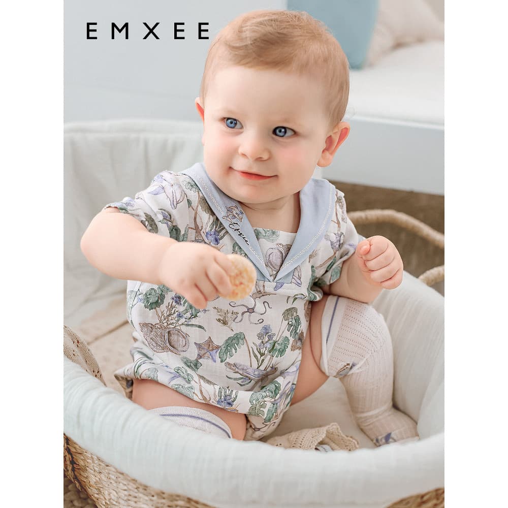 [Novo produto] Manxi Macacão de bebê elástico de seda linho algodão macacão de bebê recém-nascido verão estilo fino resp