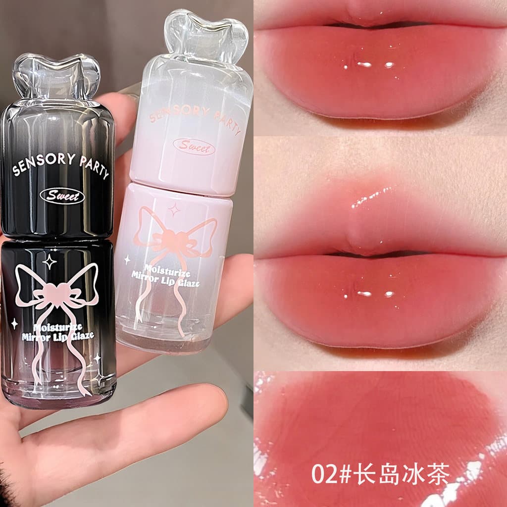 Diário Su Yan Bo Bo Bo Lip ~ Mirror Lip Glaze Water Gloss Lip Gloss Não é fácil de desbotar Dip Cup Feminino Cor Nude Ba