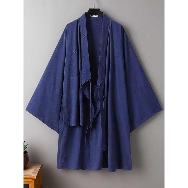 Roupas masculinas de linho de algodão antigo roupas taoístas zen solto tamanho grande roupas taoístas rendas zen robe ja