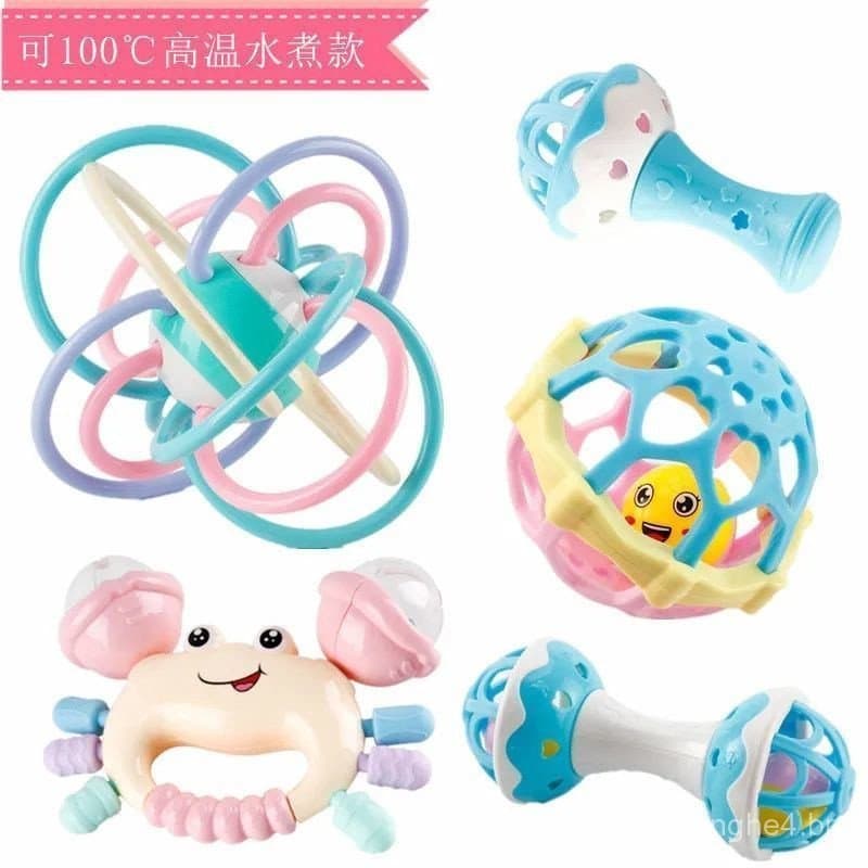 Brinquedos para Bebês de 0 a 1 Ano, Conjunto de Mordedores para Bebês, Chocalho para Recém-Nascidos