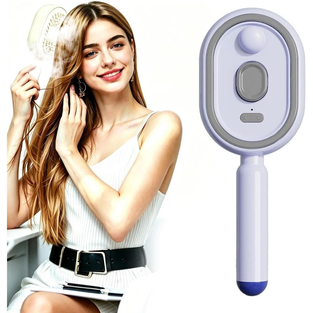 Escova de Vapor Elétrica, Escova de Cabelo Elétrica Úmida - Escova de Cabelo com Pulverizador de Água, Alisador de Cabel