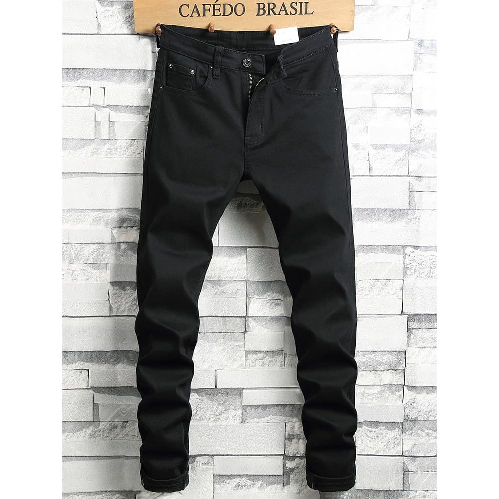 2026 novo estilo Jeans masculino primavera outono estilo fino-ajuste calças masculinas magras preto calças casuais calça