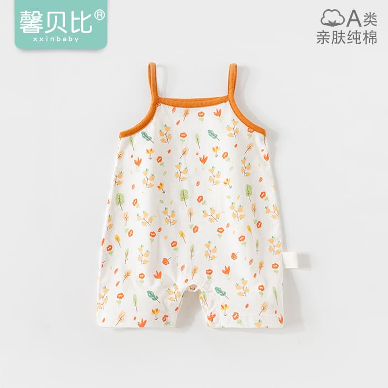 Xin Babe bebê puro algodão macacão verão fino roupas recém-nascidos roupas de verão bebê menina estilingue macacão