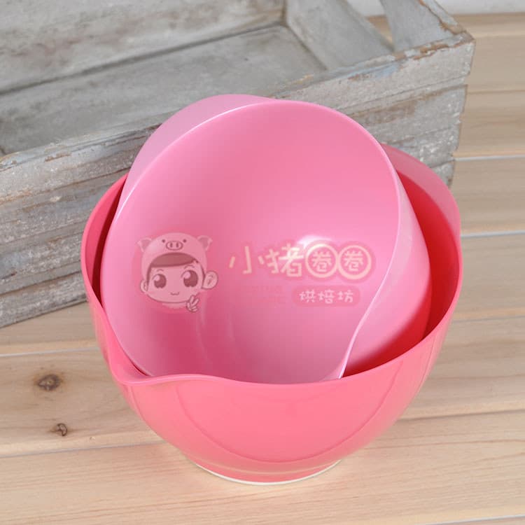 Ferramentas de cozimento rosa melamina ovo batedor mistura tigela cozinhar tigela inferior Silicone antiderrapante 18cm
