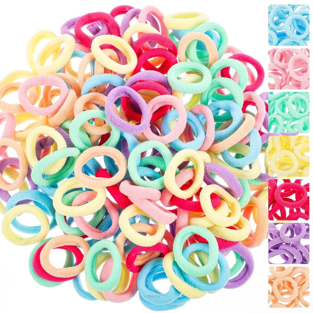Pacote com 150 Elásticos de Cabelo Macios e Sem Costura - Acessórios Elásticos que Não Danificam o Cabelo para Meninas e