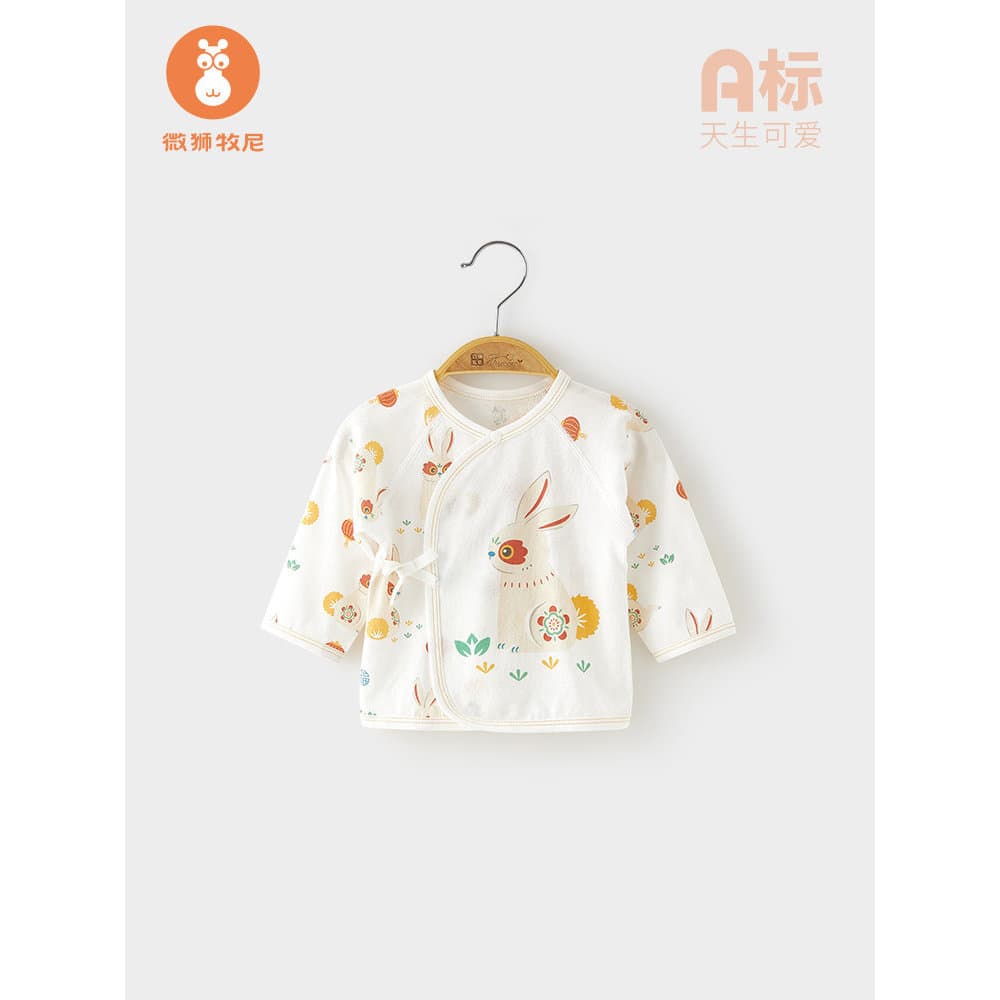 Micro leão Muni coelho ano bebê recém-nascido meia volta roupas verão estilo fino outubro junho bebê puro algodão classe