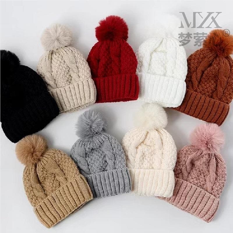 Chapéu de lã feminino inverno velo-velo quente engrossado All-Match chapéu frio à prova de vento torção malha