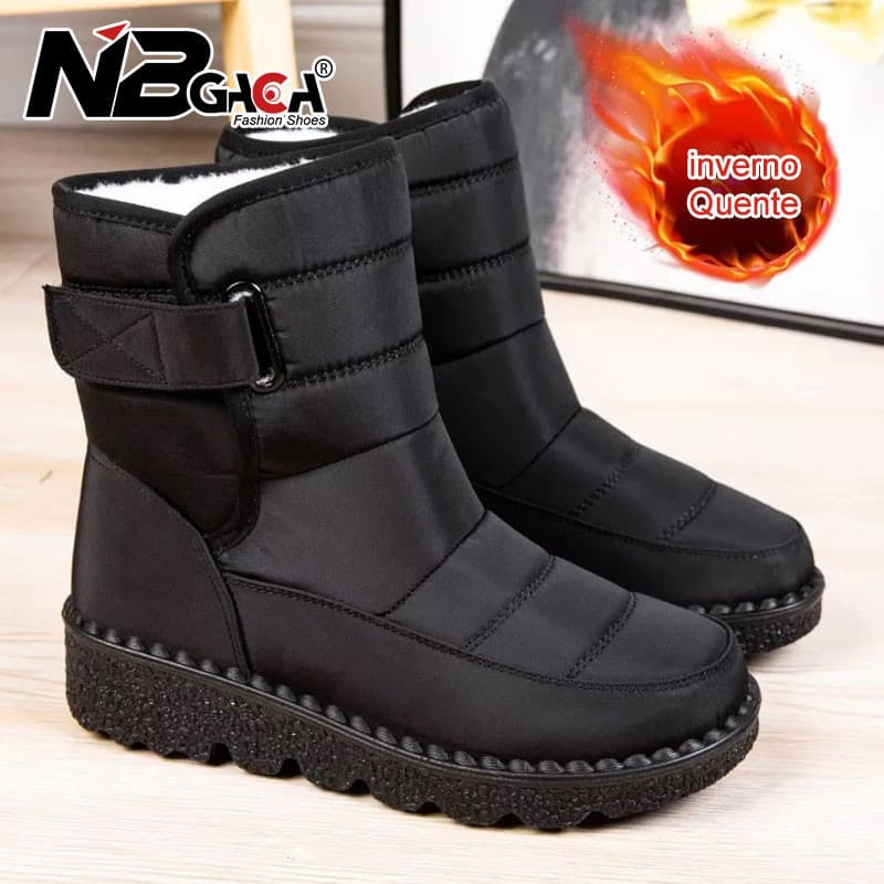 Botas Casuais Impermeáveis e Quentes para Mulheres para o Inverno, Tamanhos Grandes 35-44, Calçados Confortáveis para Ca