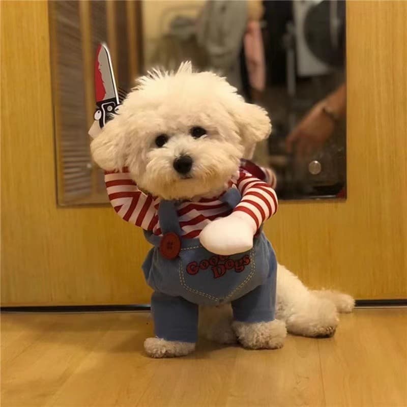 Roupas para cães engraçados segurando faca Bichon Golden Retriever Pomeranian Shiba Inu Corgi Teddy Pet médio grande cão