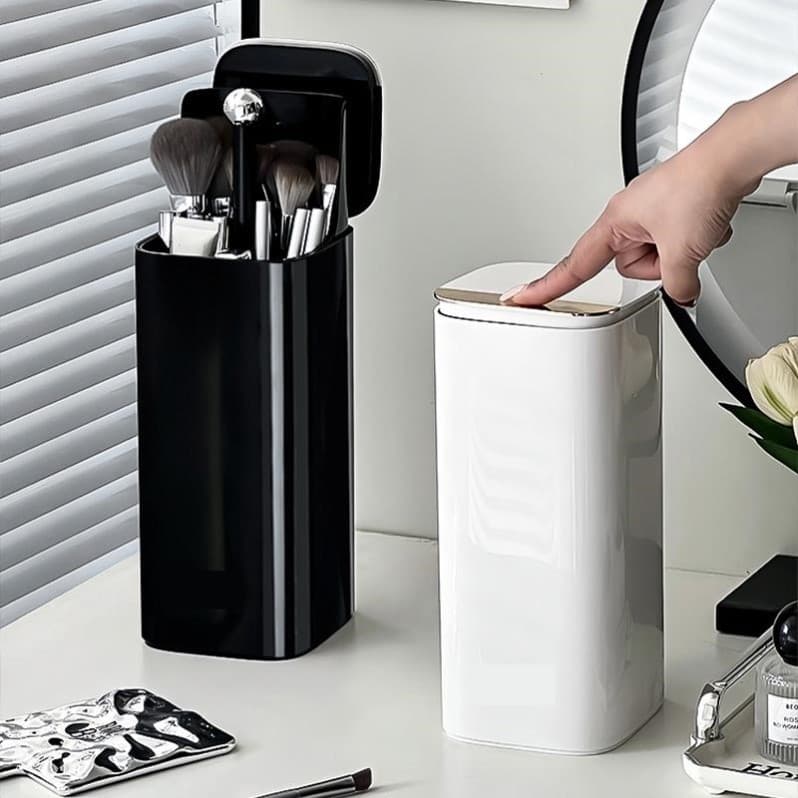 Imprensa tubo de armazenamento de pincel de maquiagem High-End elevador com tampa penteadeira Desktop cosméticos batom s