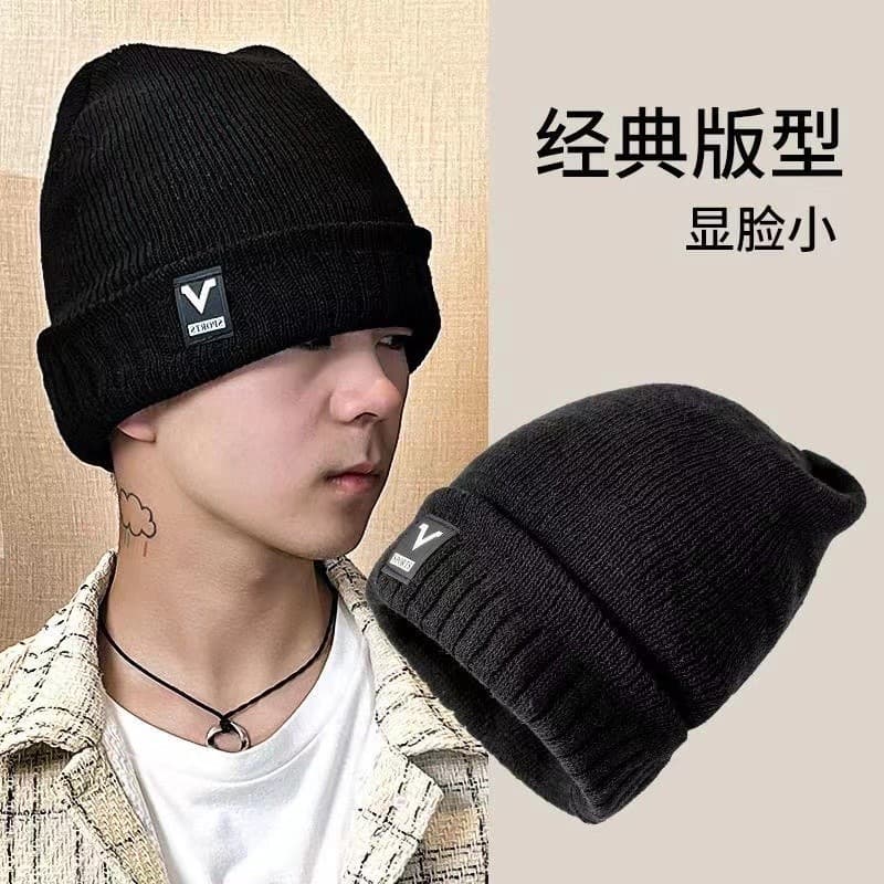 Chapéu masculino forro de lã engrossado quente inverno chapéu de lã juventude All-Match à prova de frio na moda proteção