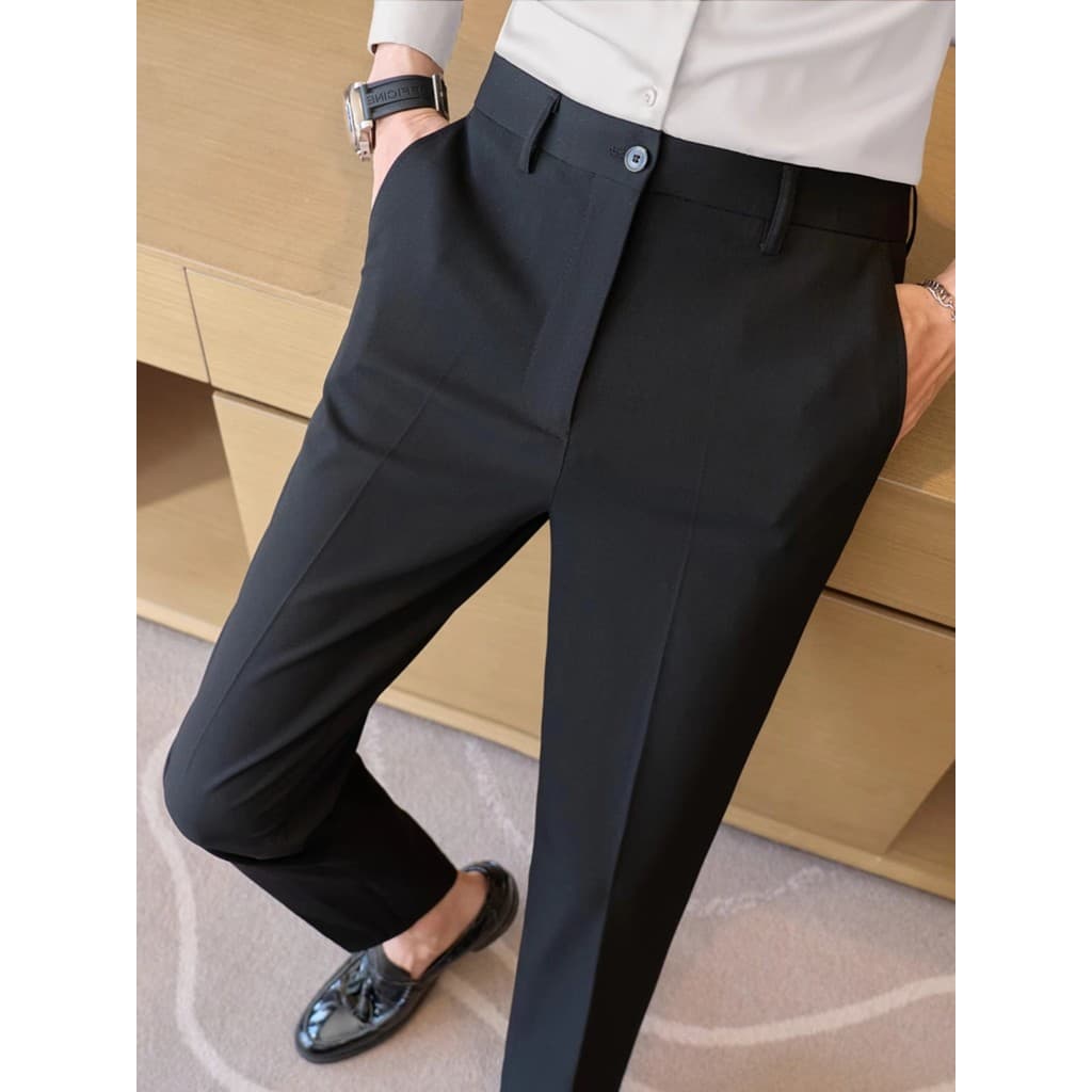 Versão coreana calças leves de terno de negócios masculinas calças casuais masculinas Street wear calças justas não-ferr