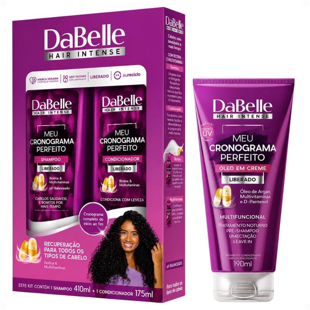 Kit DaBelle Meu Cronograma Perfeito: Shampoo 410ml e Condicionador 175ml + Óleo Em Creme