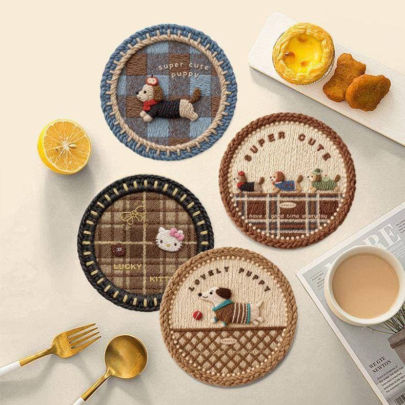 INS estilo tecido à mão textura efeito tridimensional textura tecida isolamento térmico Coaster Placemat pote esteira de