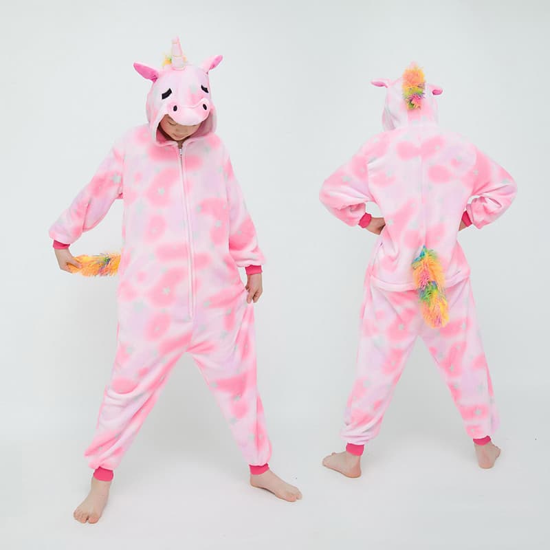 Adorável Pijama Macacão De Unicórnio Para Crianças – Roupa De Dormir Com Capuz De Flanela Macia , De Animais Fofos Menin