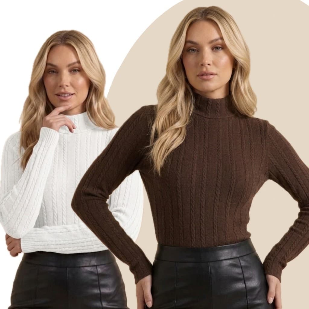 Blusa Cacharrel Canelada Ribanna Premium Manga Longa Camiseta Feminina Sueter Gola Alta Frio Plus
