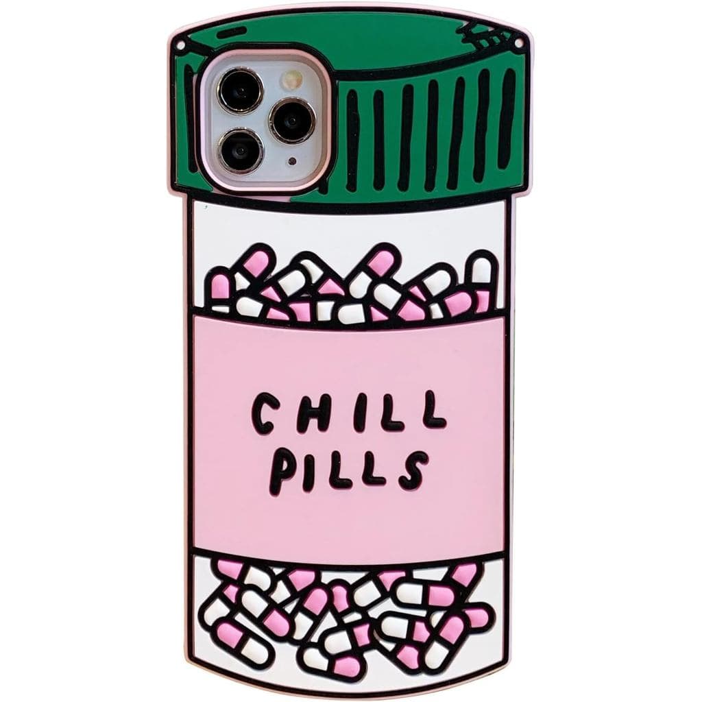 Capa de celular ChillPills, capa macia 3D em formato de frasco de remédios, divertida e à prova de choque, adequada para
