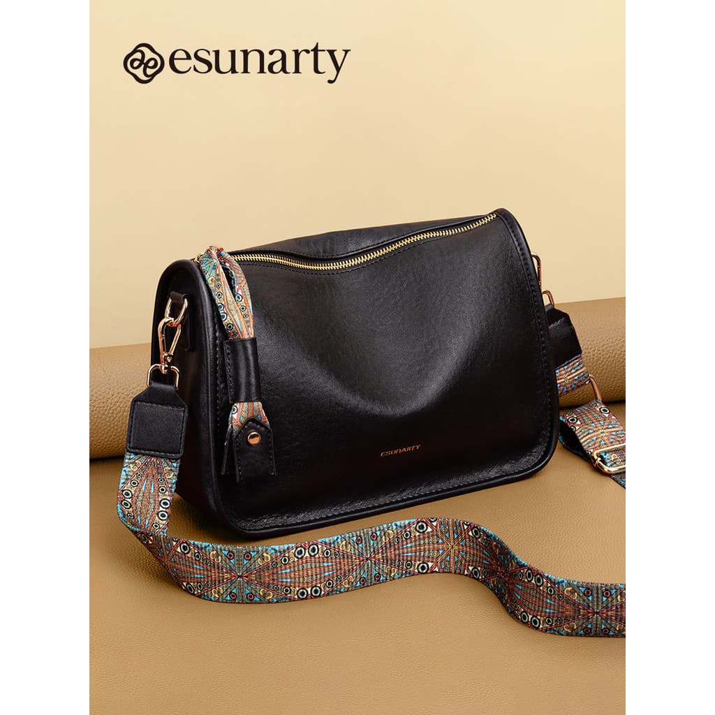 Bolsa mensageiro feminina de couro genuíno 2026 novo estilo de couro de grande capacidade alça de ombro larga bolsa de t