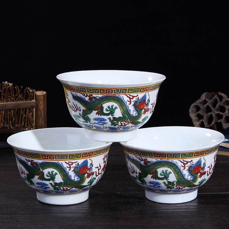 Jingdezhenlong tigela estilo tibetano doméstico tigela mongol leite tigela de chá desempenho de teste de grau infantil t