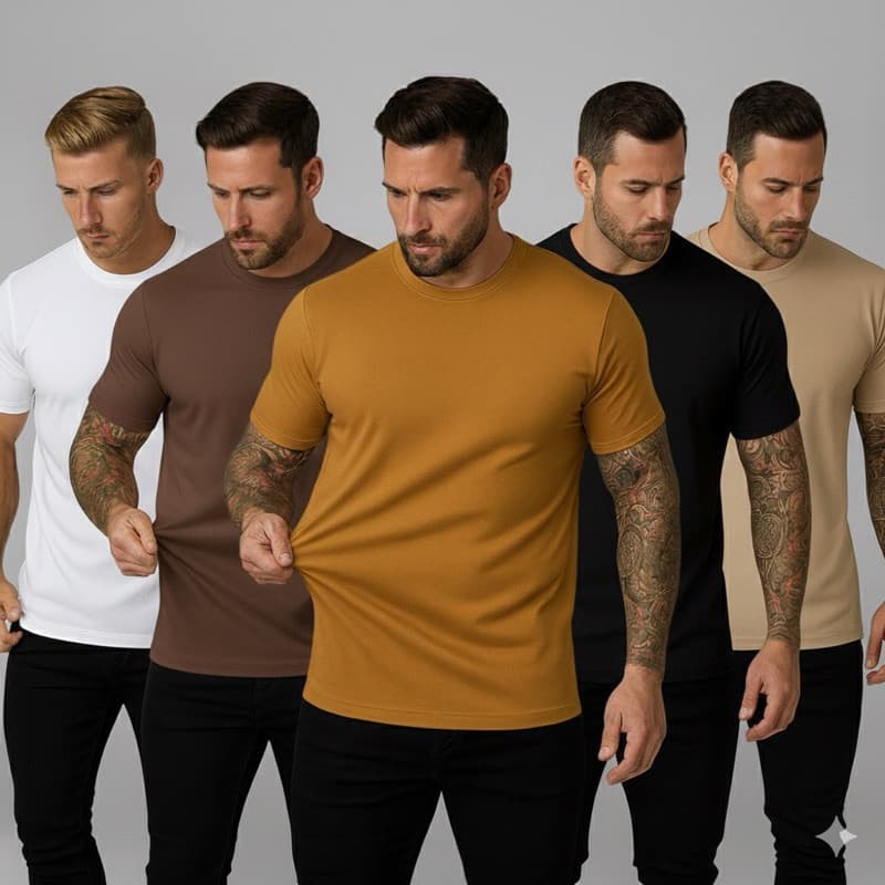 Kit 5 Camisetas Algodão Premium Confortável Durável Masculina dia a dia