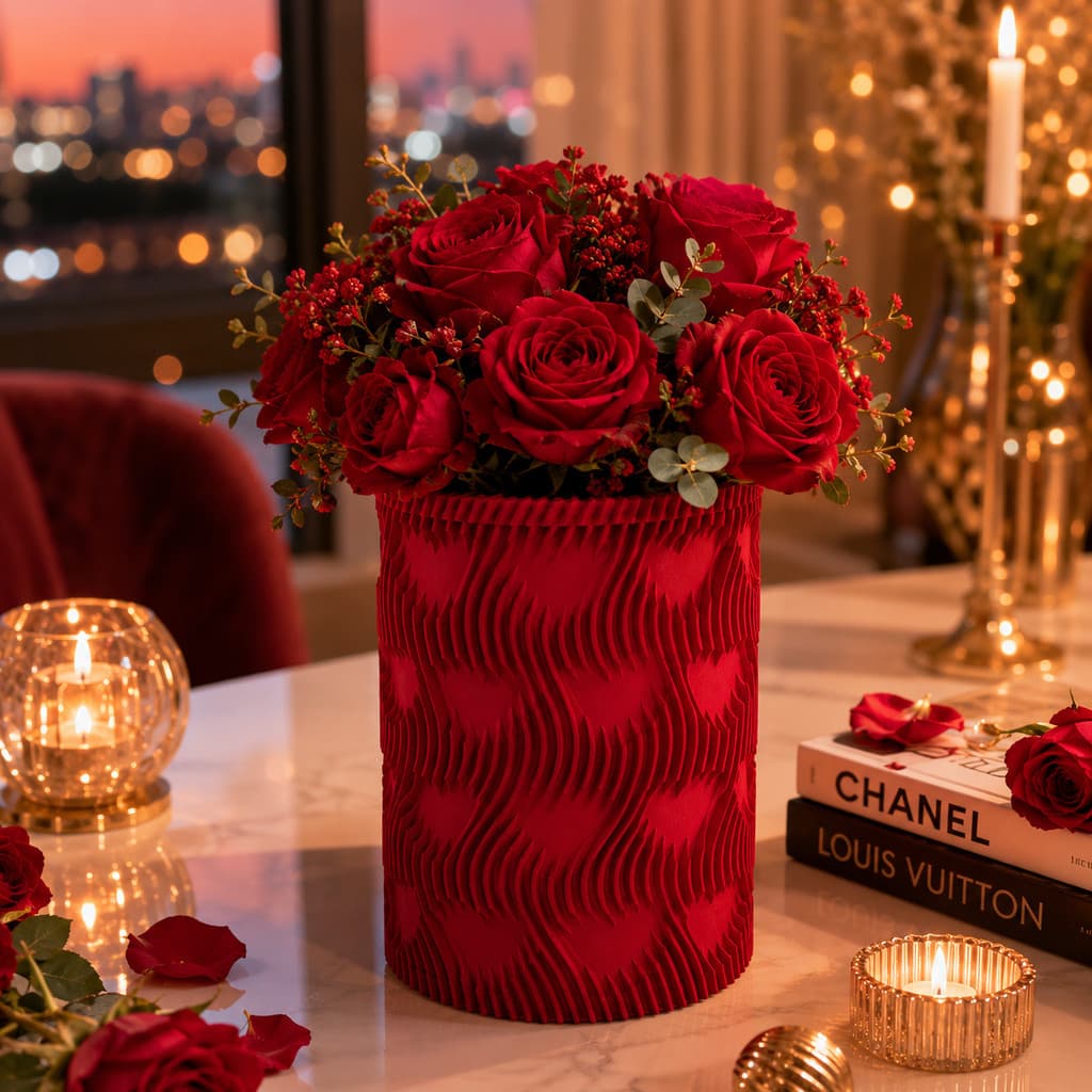 Vaso Decorativo Moderno Vermelho Luxo Centro de Mesa Decoração Sala Aparador