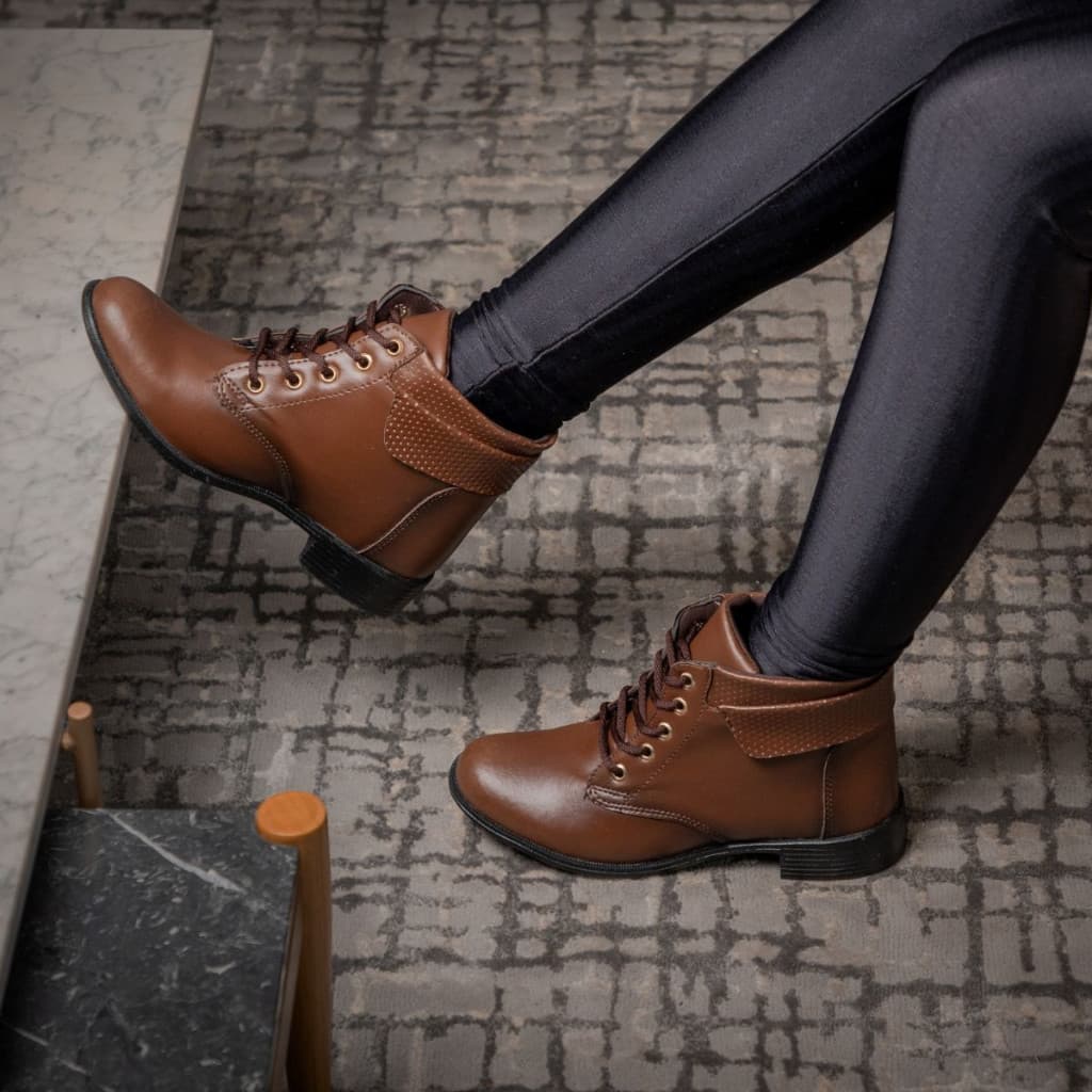 Bota Coturno Casual Feminina Cano Baixo c/ Cadarço Luxo Macia Confortável Moda Outono Inverno BLESSINGGRIFES