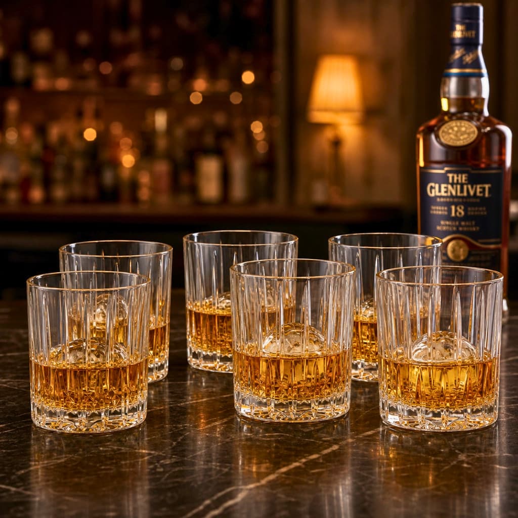 6 Copos de Whisky 315ml de Vidro Lapidado Elegante