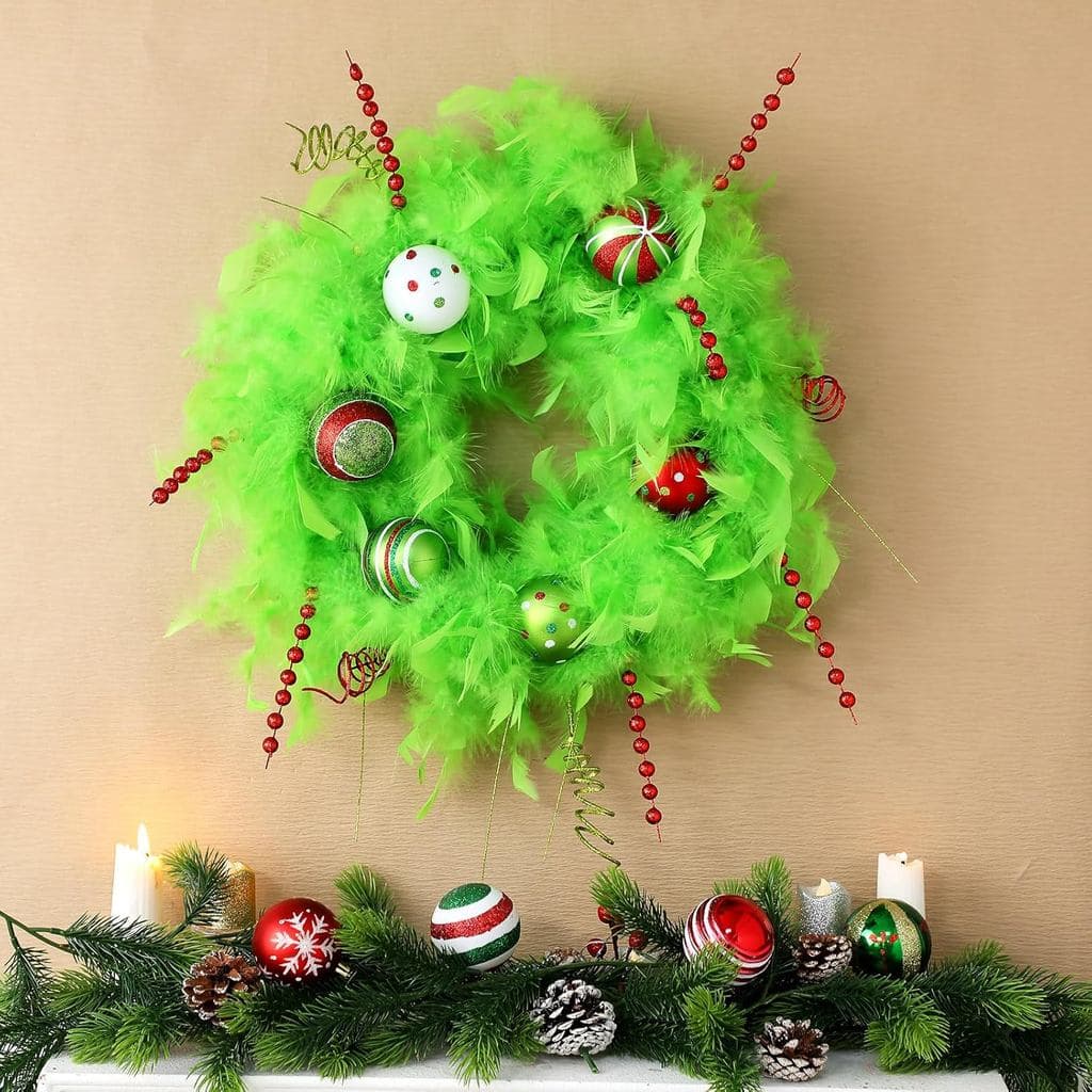 Guirlanda de Natal Verde-Limão de 15,75 Polegadas para Porta, Decoração de Porta de Entrada de Natal, Guirlanda de Pelúc