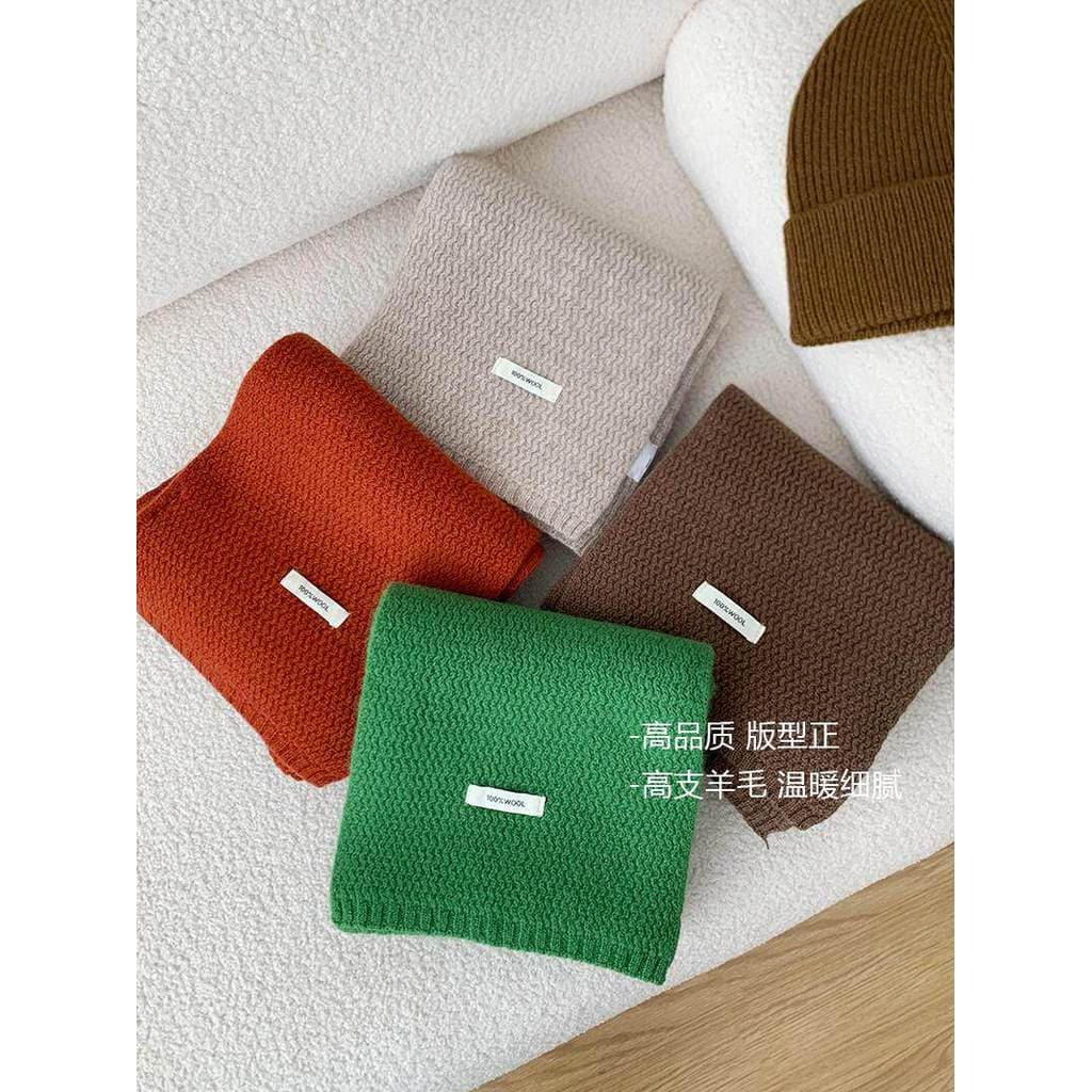 Li Qiaoyou 100% Merino Lenço de malha de lã completa feminino High-End outono inverno cor sólida quente cachecol engross