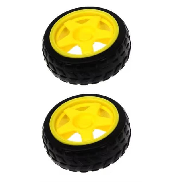 Roda para Motor TT com Pneu de Borracha – 68mm de Diâmetro – Ideal para Robôs Seguidores de Linha e Arduino