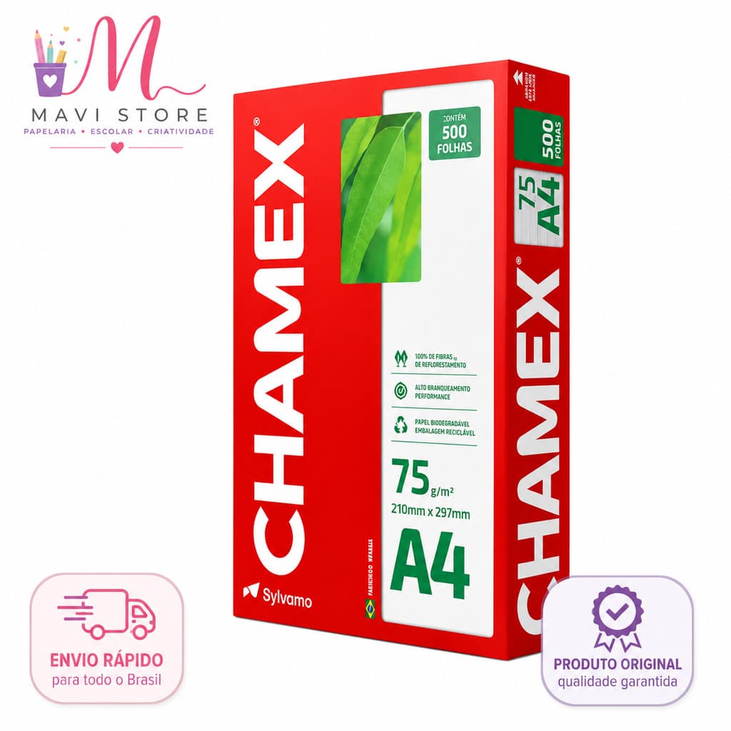 Papel A4 Chamex Original 75g Sulfite Branco 100 a 1000 Folhas Impressora