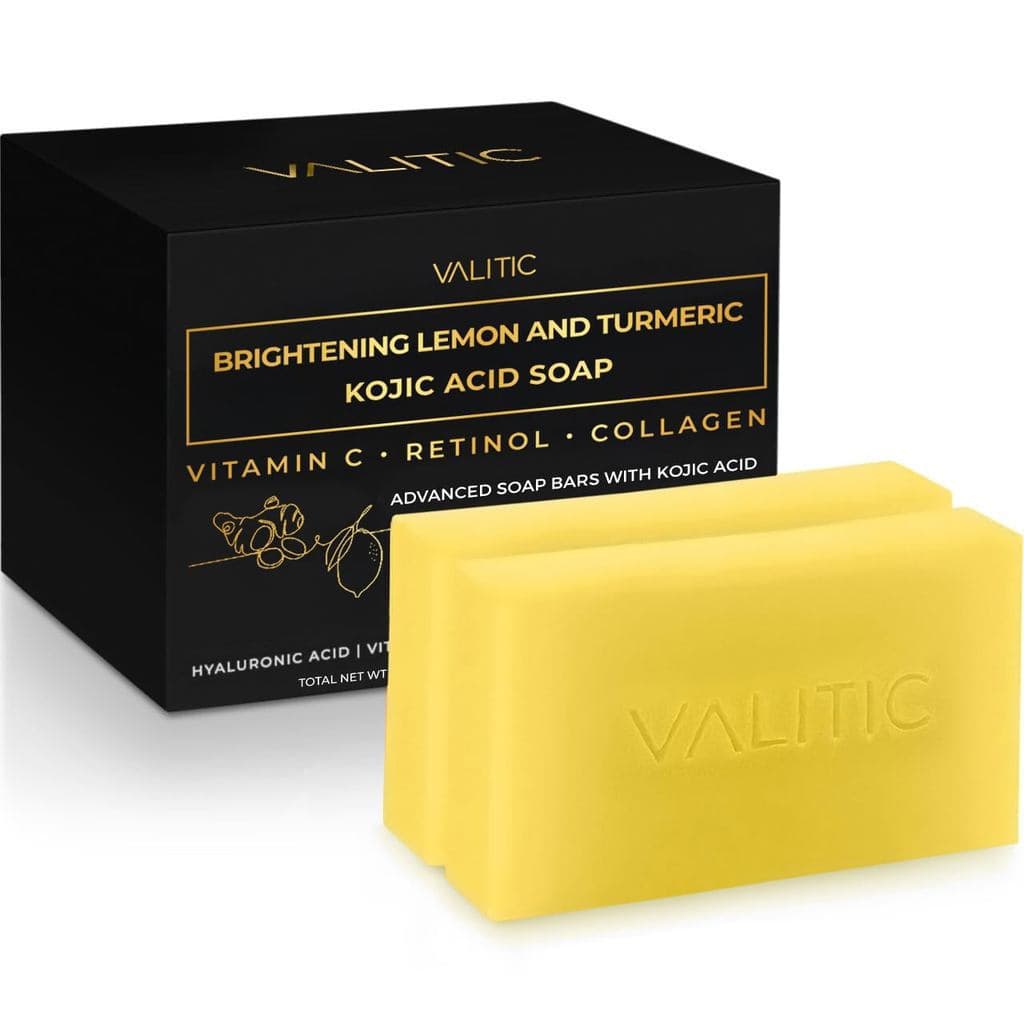 Sabonete Clareador VALITIC de Limão e Cúrcuma com Ácido Kójico, Vitamina C, Retinol, Colágeno - Complexo Original Japonê