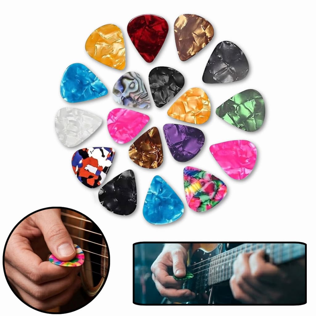 Kit 15 Palhetas Celuloide para Guitarra Baixo Cavaco Ukulele