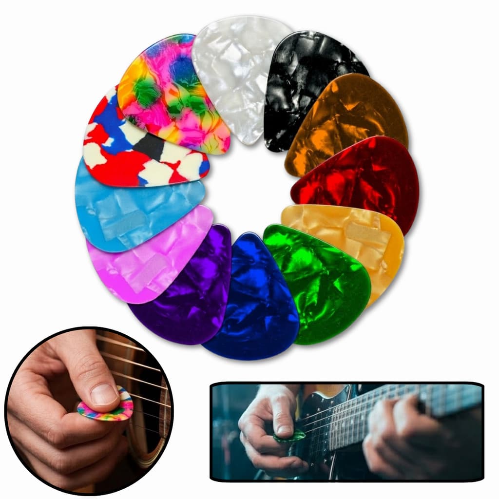 Kit 50 Palhetas Celuloide para Guitarra Baixo Cavaco Ukulele