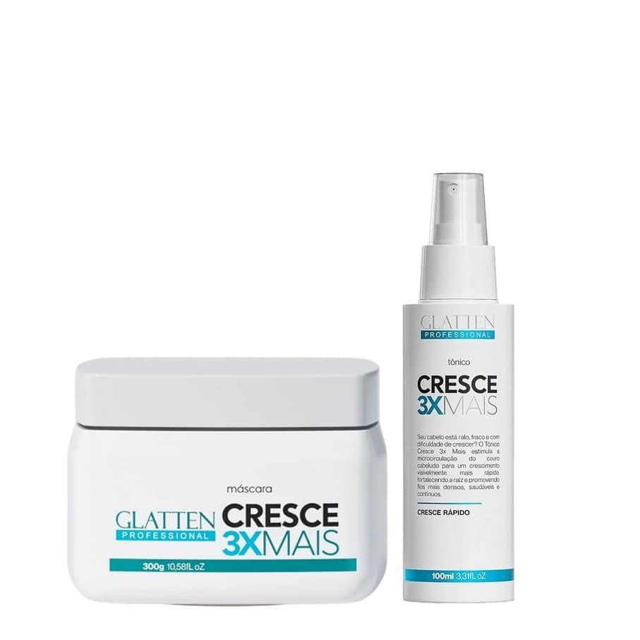 Glatten Cresce 3X Mais Máscara e Tônico