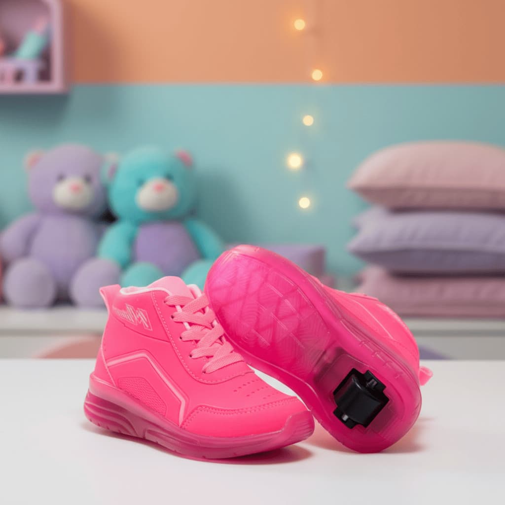 Tênis Infantil Rodinha Removível Menino Menina Confortável Com Luz LED Para Brincadeira e Lazer