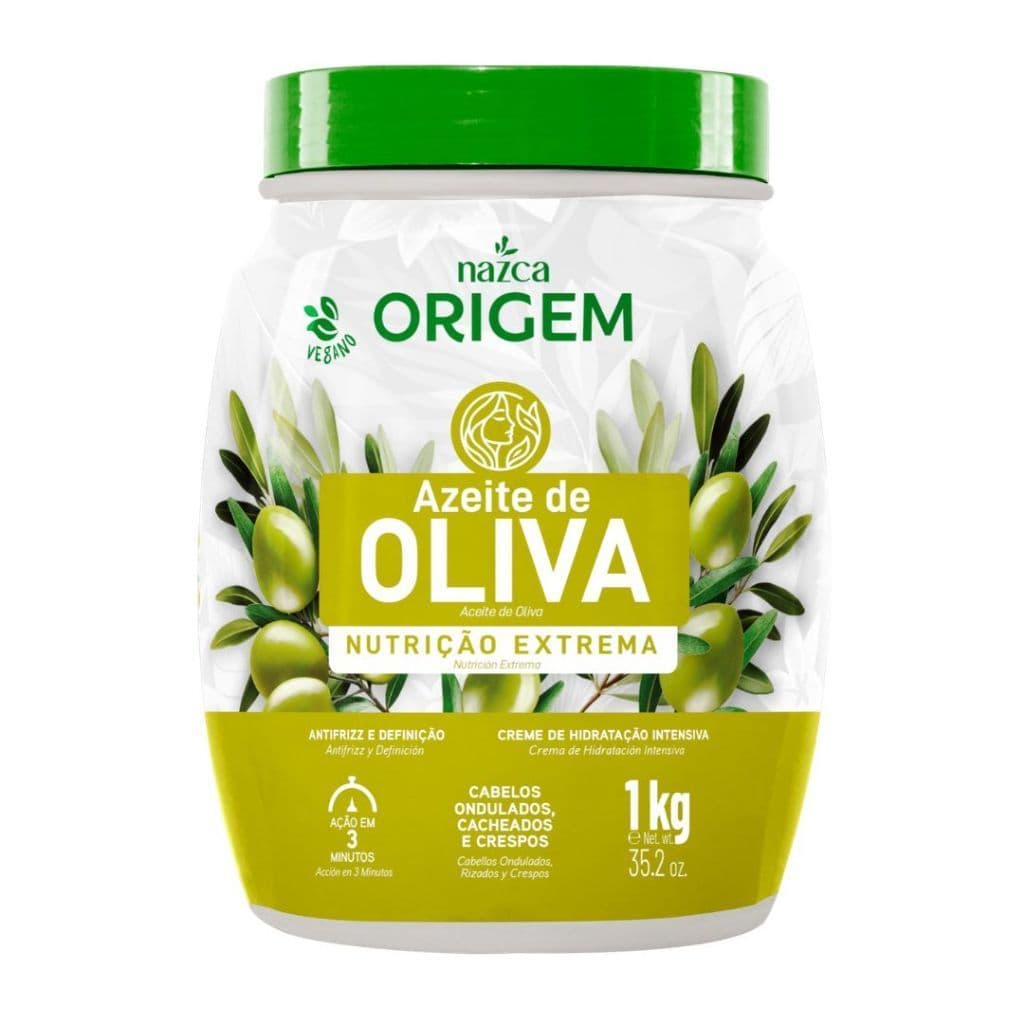 Creme Nazca Origem Azeite de Oliva 1kg Nutrição Extrema AntiFrizz Cachos