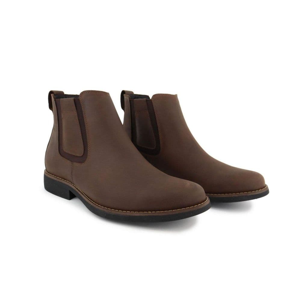 Bota Estilo Chealse Botina Masculina Couro Nobuck Café
