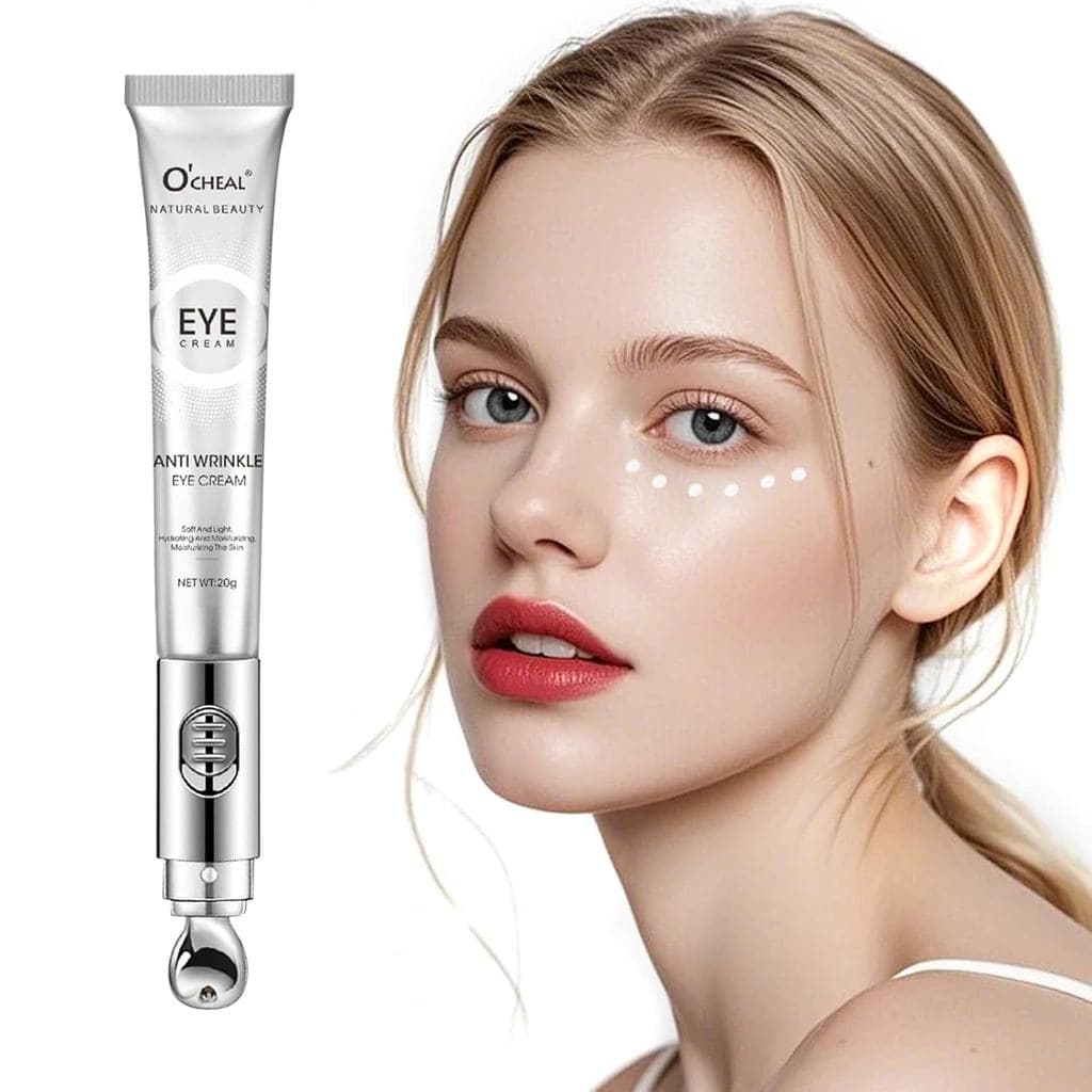 Creme para os Olhos O'CHEAL com Cabeça de Massagem Elétrica Vibratória - Hidrata, Ilumina, Tonifica, Reduz Olheiras e Ru