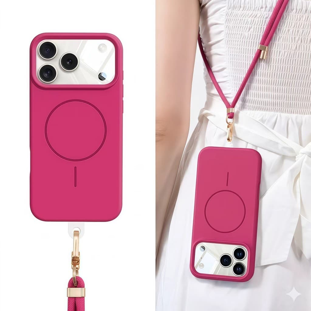 Luxo Silicone Líquido Crossbody Cordão Cinta Caso Para iPhone 17 16 13 Pro Max 14 15 Plus 17Pro 16Pro Magneitc Capa Maci