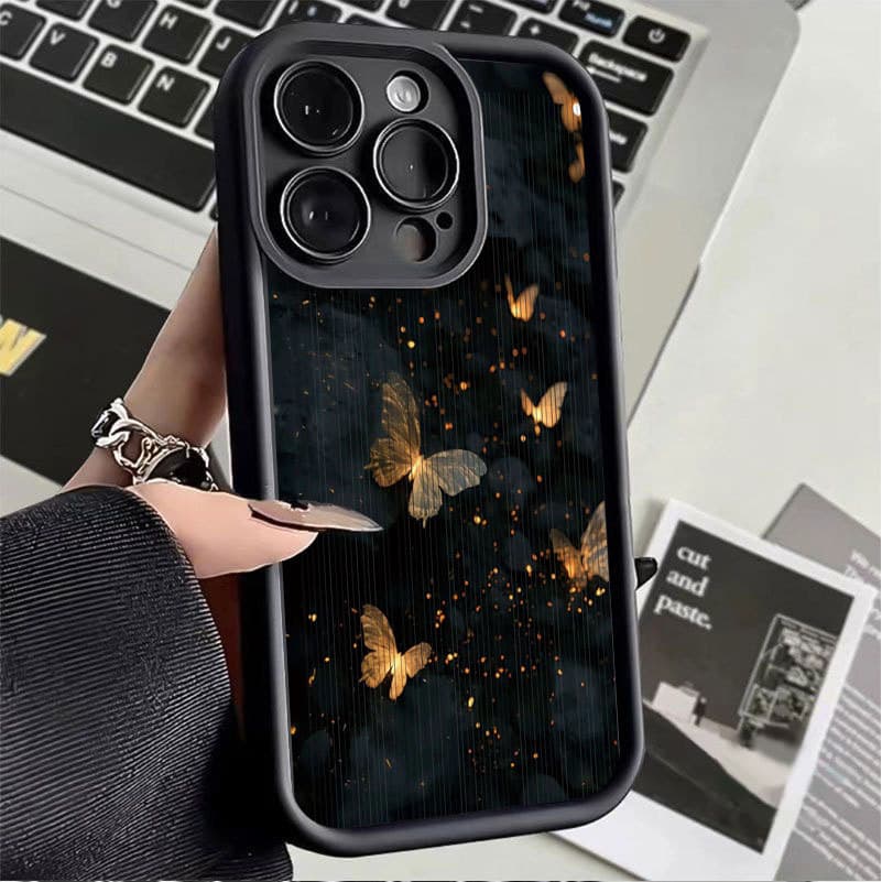 Starlight Butterfly Silicone Anti Drop Capinha capa Adequada Para iPhone 11 12 13 14 15 16 17 Pro Max À Prova D'água De